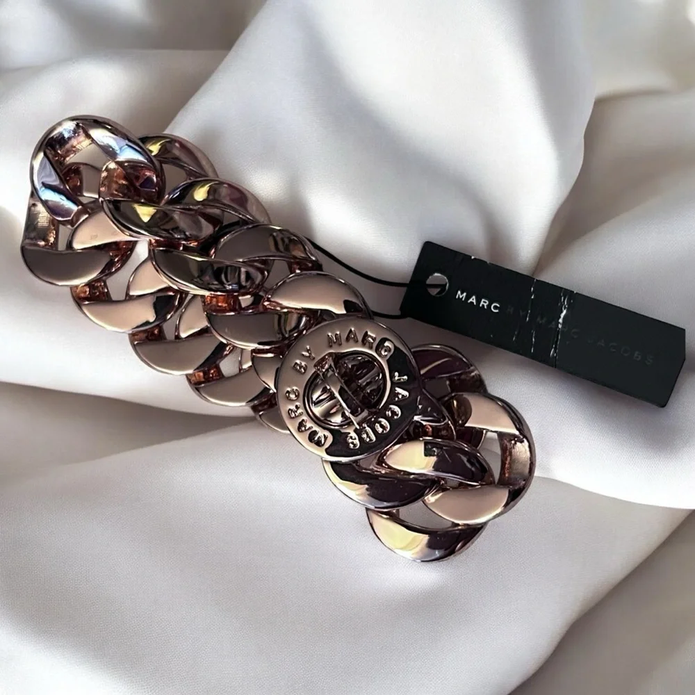 New Marc by Marc Jacobs Rose Gold Bracelet Dust Bag Metal Link Luxury - Picture 3 of 9